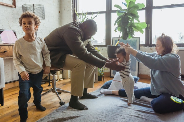 family in the living room